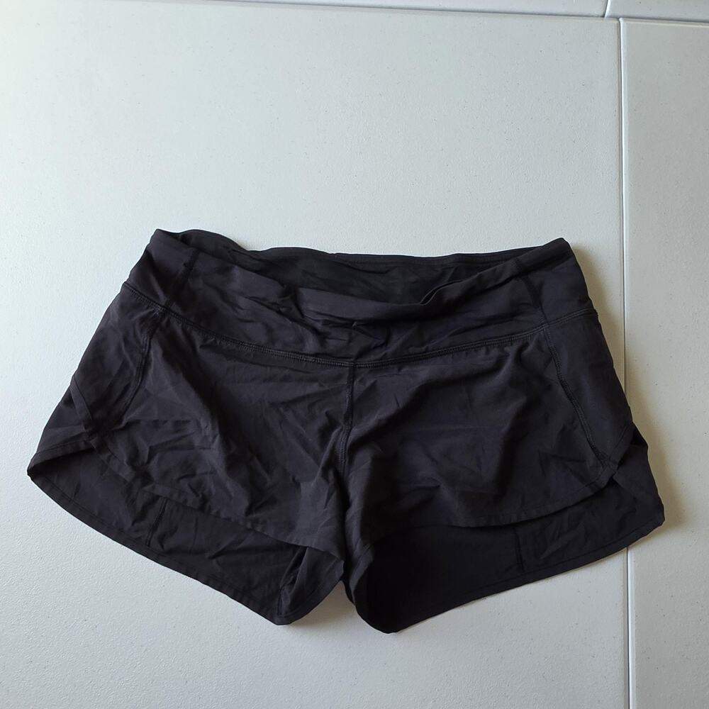 Lululemon Running Shorts Womens 8 Black Lined 2.5 In Zip Pockets Athletic